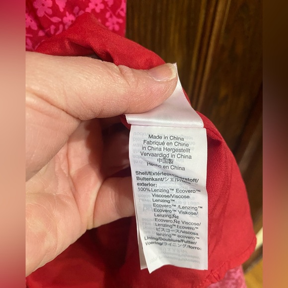 🆕J. Crew-Red & Pink V-Neck Floral Ruffled Faux Wrap Dress NWT, Size 6, lined - Picture 9 of 10